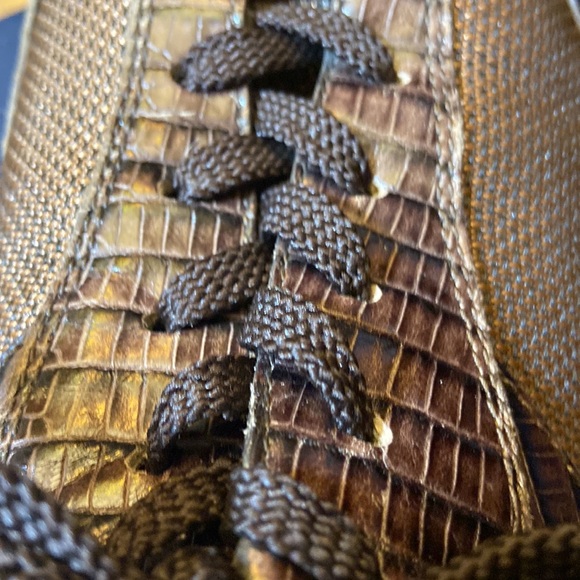 TOD’s Lace Up Flat Sneakers Brown Croco Leather/Mesh Shoes 38/7.5 Italy - Picture 8 of 10